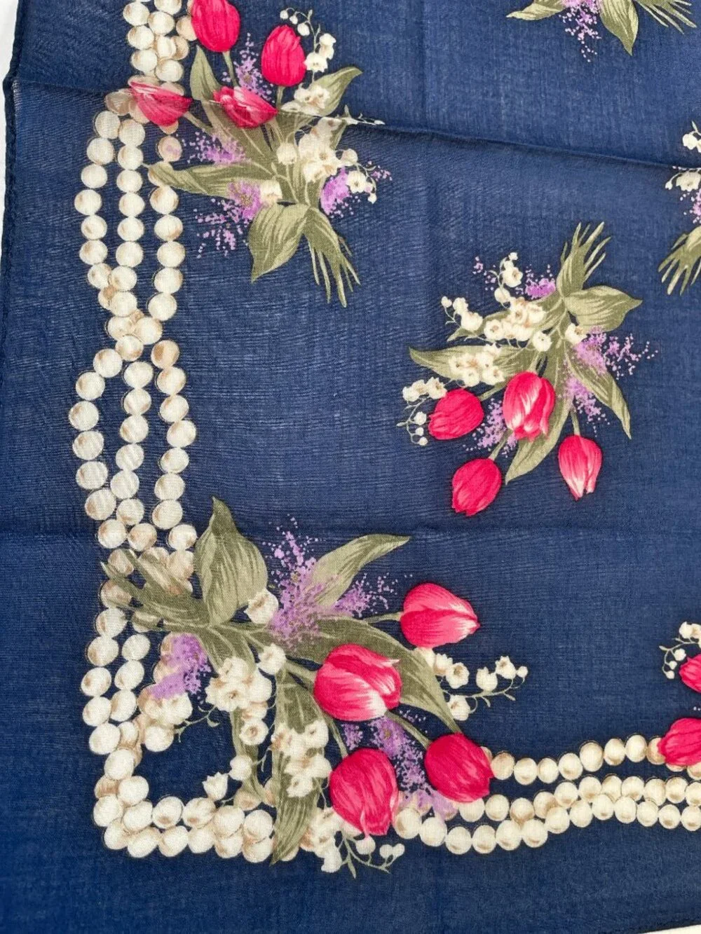 Vintage Christian Dior Floral Cotton Scarf Tulip Print